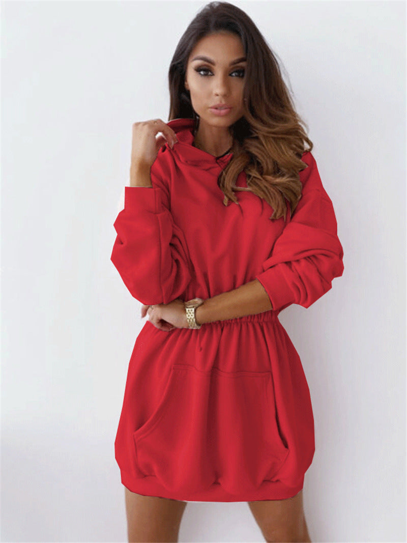 Women Sexy Hooded Long Sleeve Dress 12