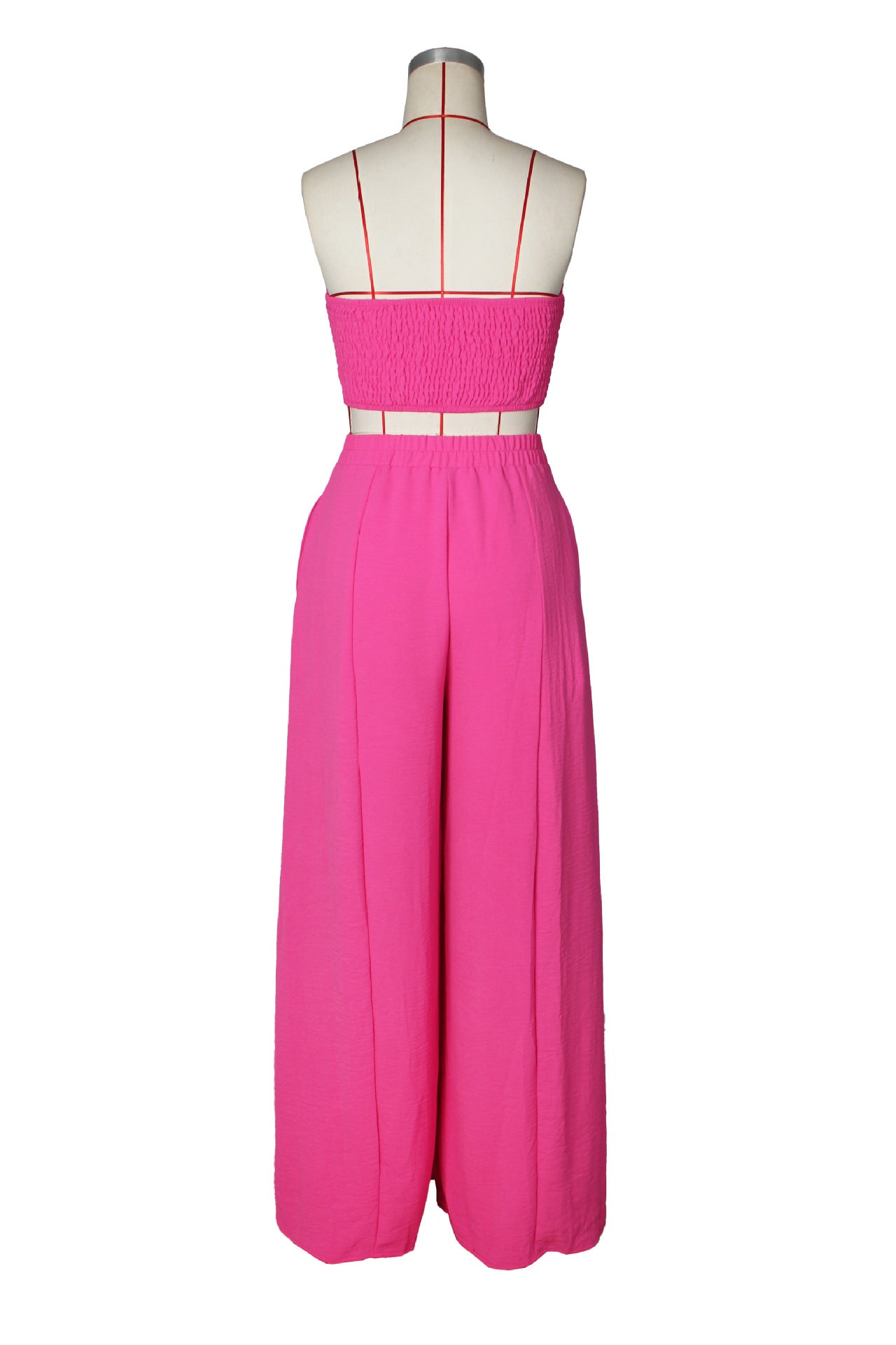 Women sexy sretchy strapless vest and wide-leg pants two-piece set 17