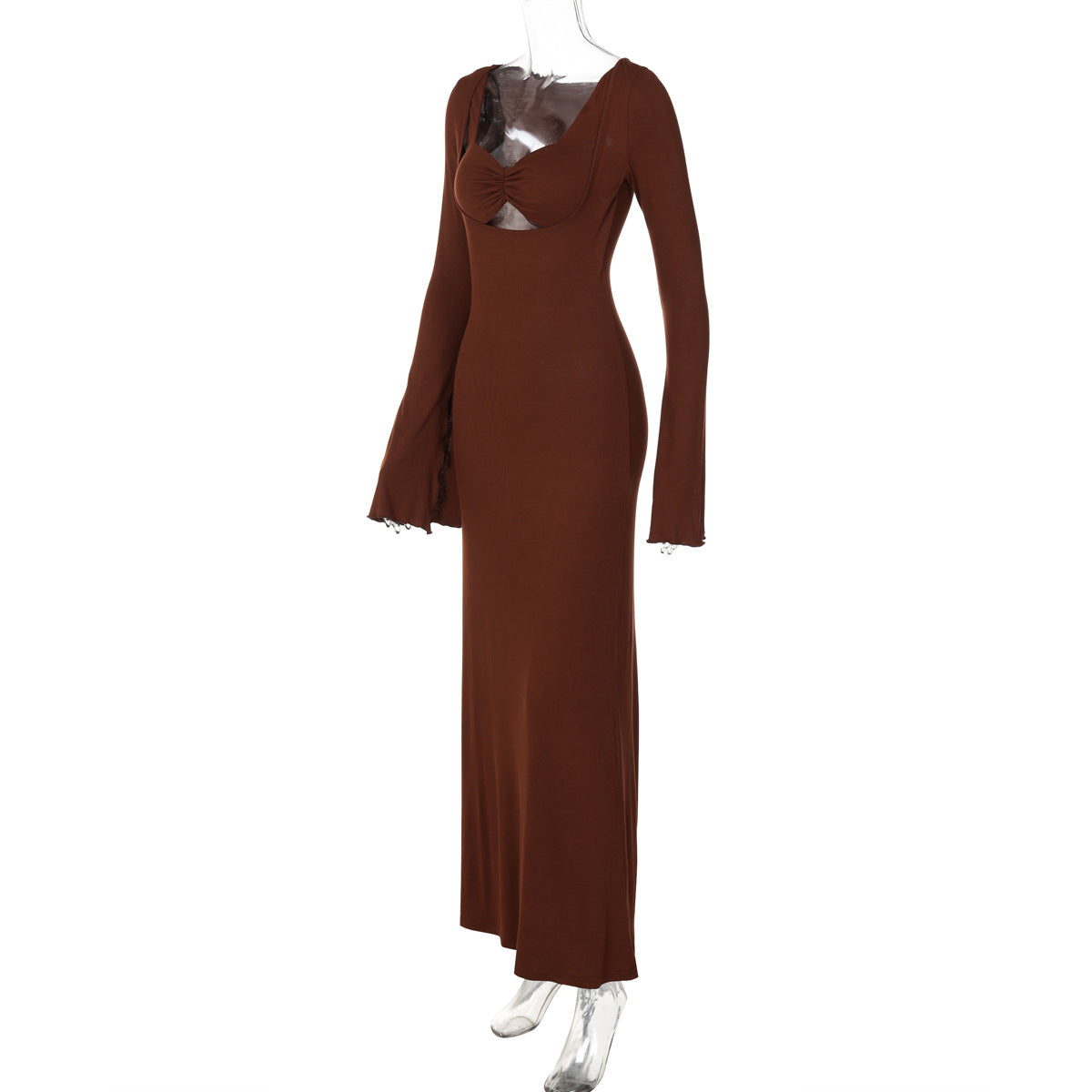 Women autumn U-neck long-sleeved Maxi dress 6