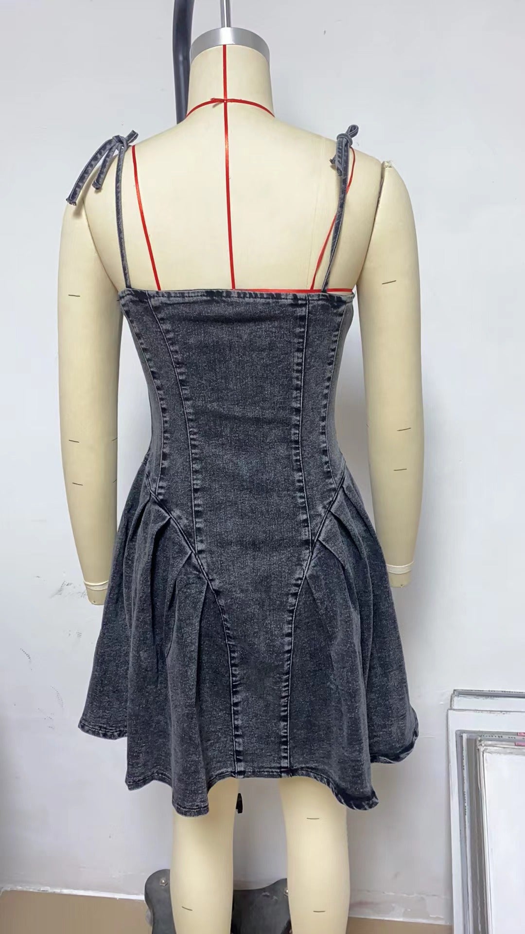 Spring/Summer Street Trendy Patchwork Strap Denim Dress 9
