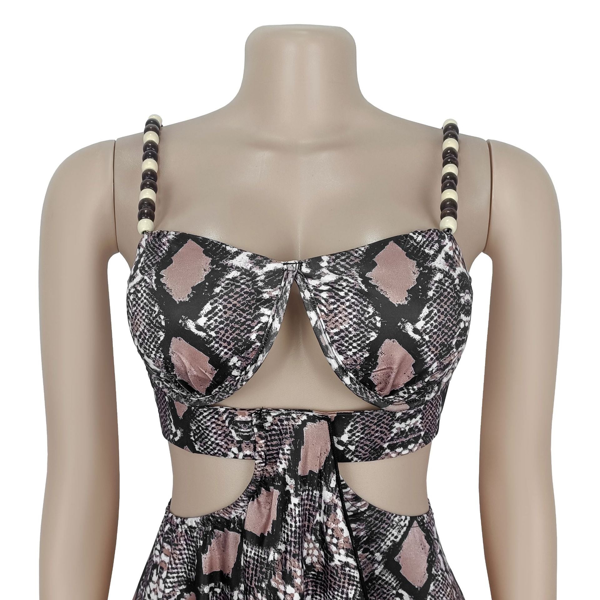 Fashion Women's Sexy Snake Pattern Print Strap Dress 7