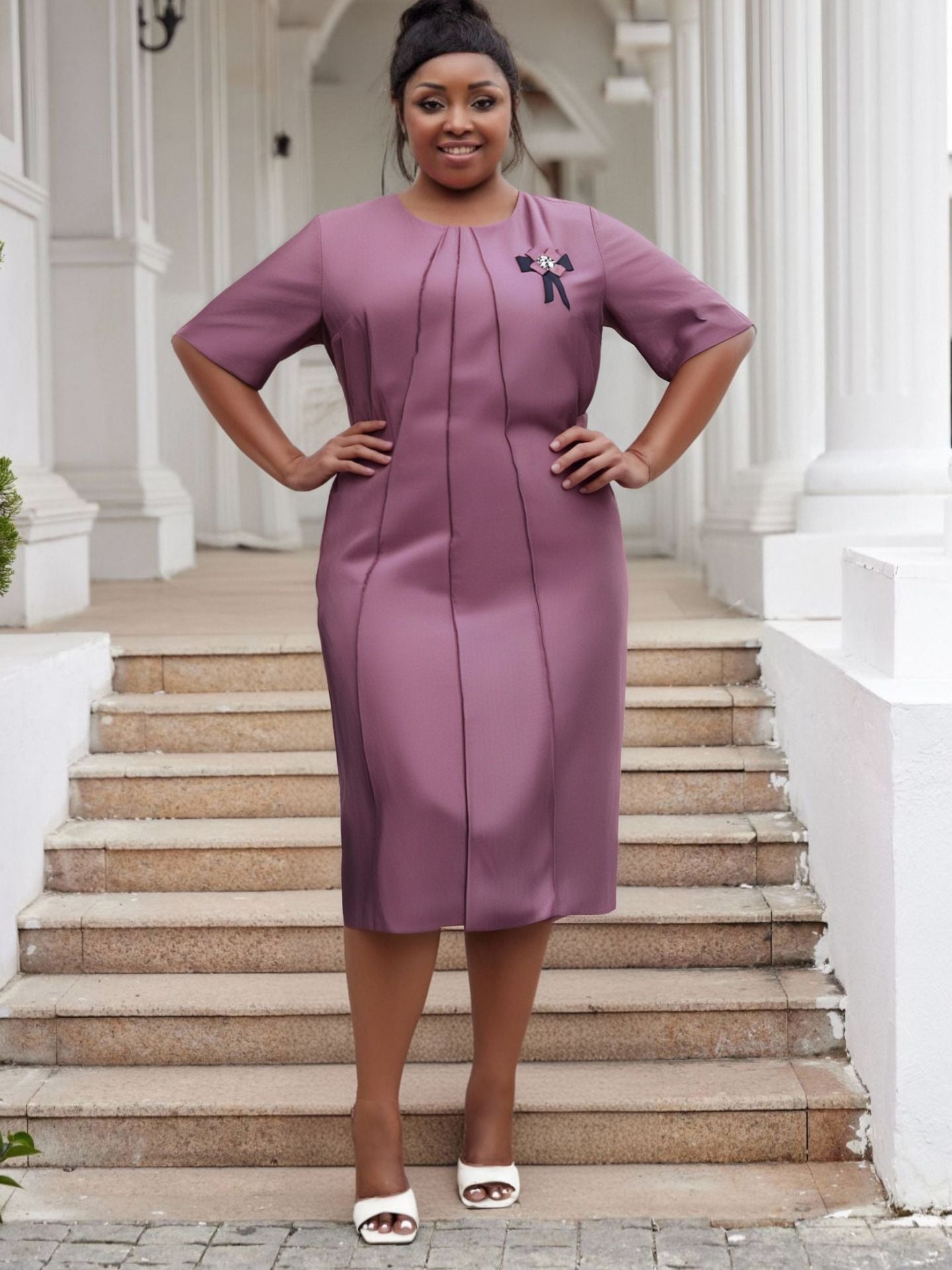 Plus Size Women Women Elegant Solid Casual Dresses 6