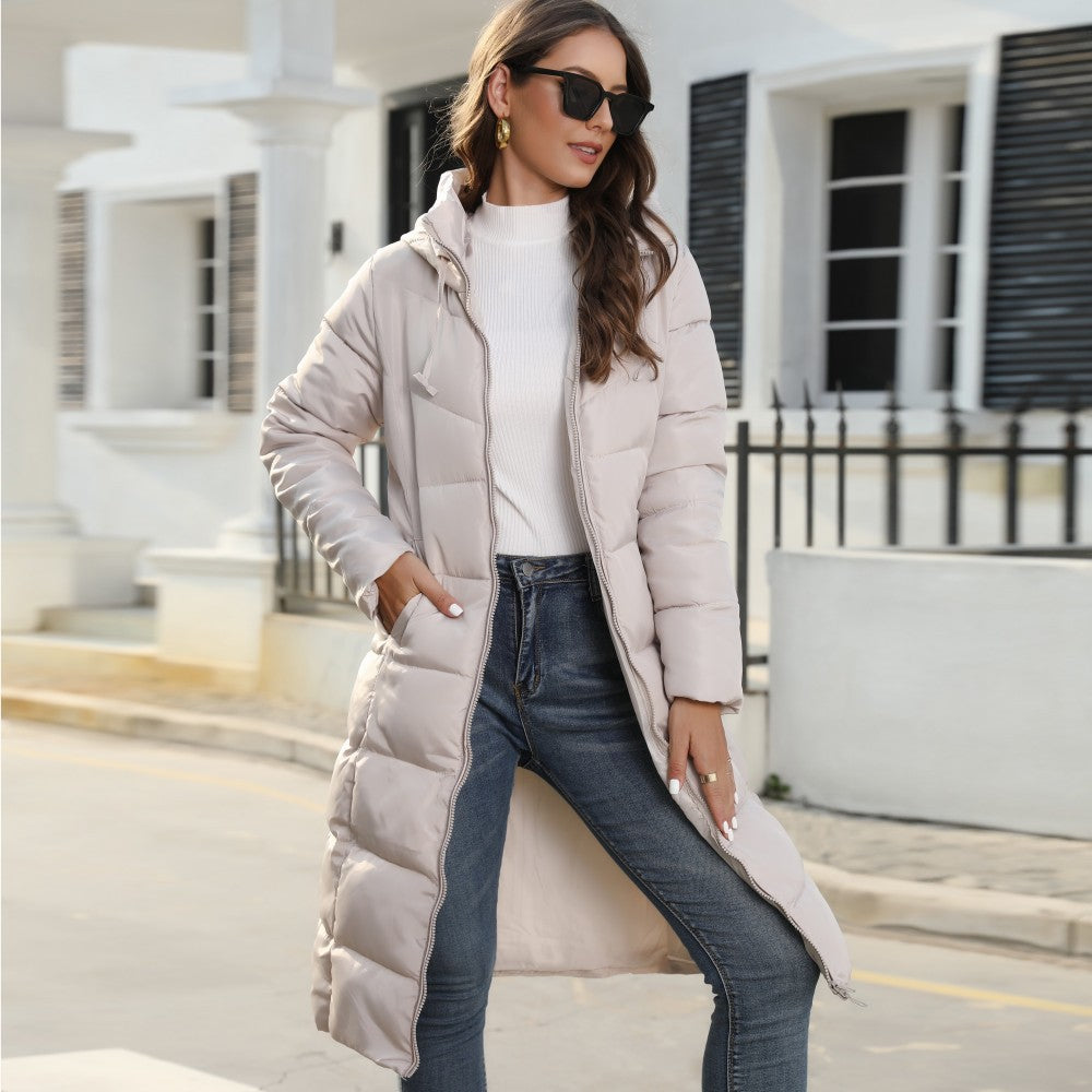 Winter Hooded Women'S Cotton Down Coat Women Long Slim Fit Cotton Padded Jacket Warm Women'S Coat 7