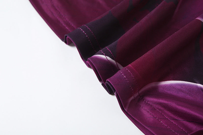 Summer Women's Sexy Slash-Shoulder Flower Print Holoow Fake Two-Piece Bodycon Mini Dress 10