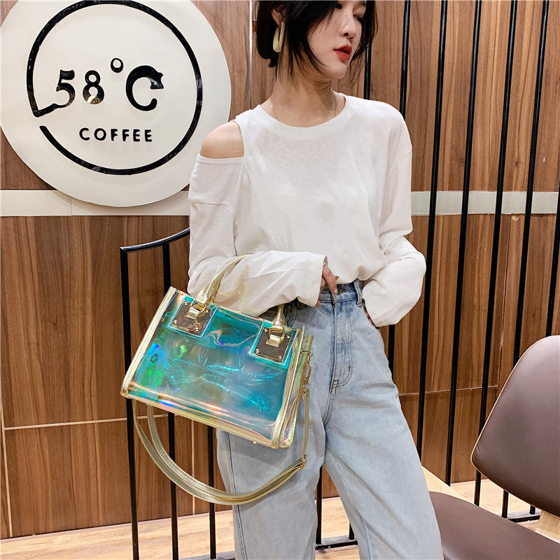 Women's Trendy Transparent Laser Pvc Handbag Crossbody Bag Shoulder Bag 9