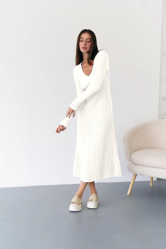 Women Bell Bottom Ribbed Knitting Dress 3
