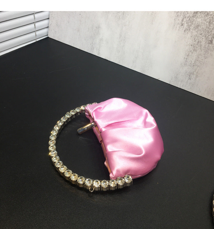 women's rhinestone clutch bag diamond pleated mini evening bag Messenger small bag 33