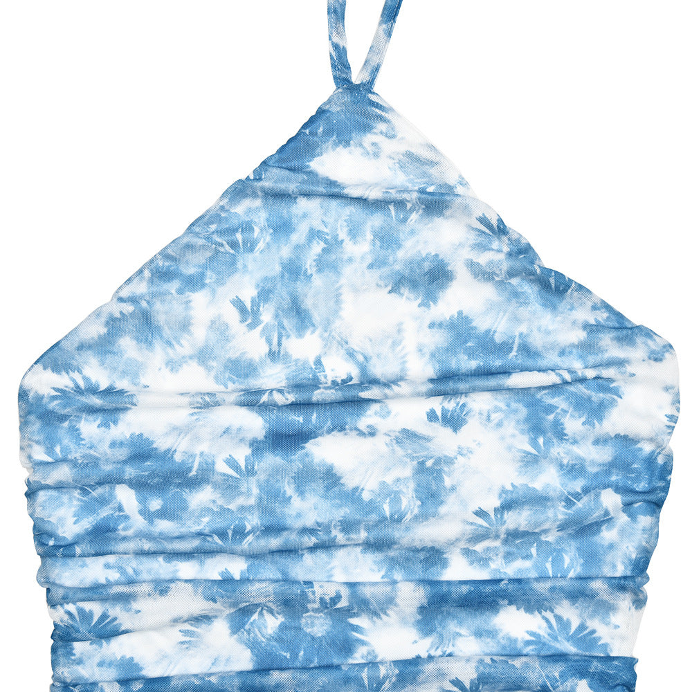 Women Halter Neck Backless Printed Dress 11