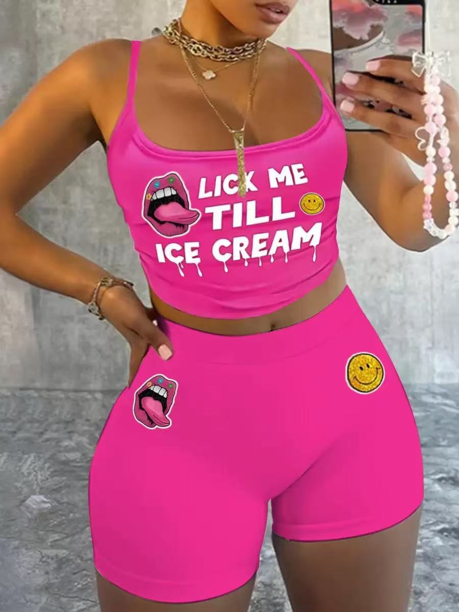 Sexy Women’s Printed Vest Shorts Two Piece Set 18