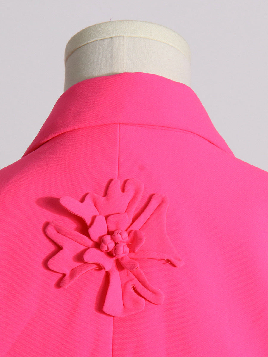 Women double-breasted floral Patchwork Blazer + high-waisted Bell Bottom pants two-piece set 29