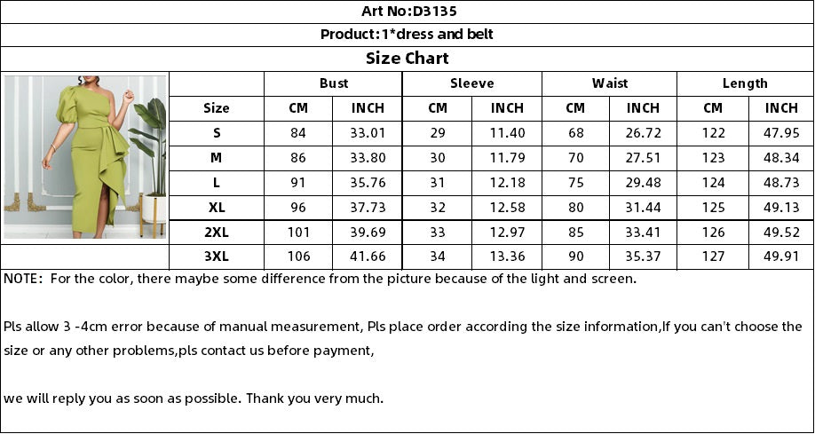 Women Summer Puff Sleeve Formal Party Slit Gown Dress 8