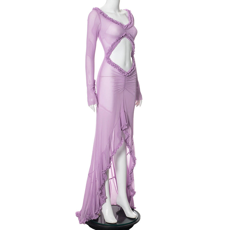 Women Hollow Gathered Lace Dress 31