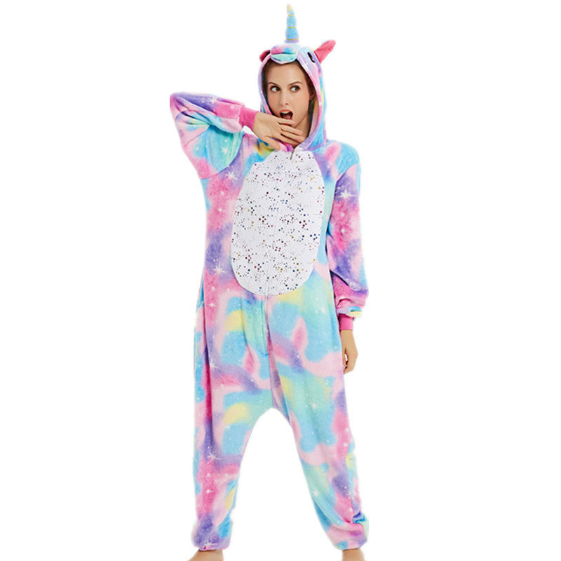 Exclusive flannel parent-child cartoon animal one-piece pajamas 5