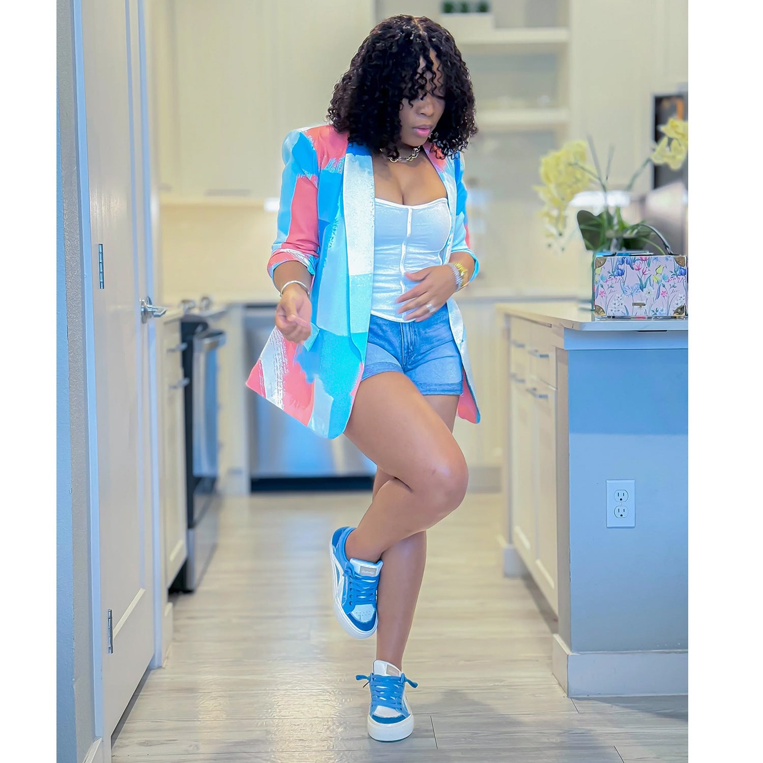 Fashion Women's Long-Sleeved Printed Blazer Trendy Jacket 3