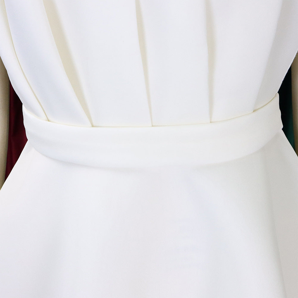 Plus Size Women Solid Sexy Pleated Formal Party Dress 37