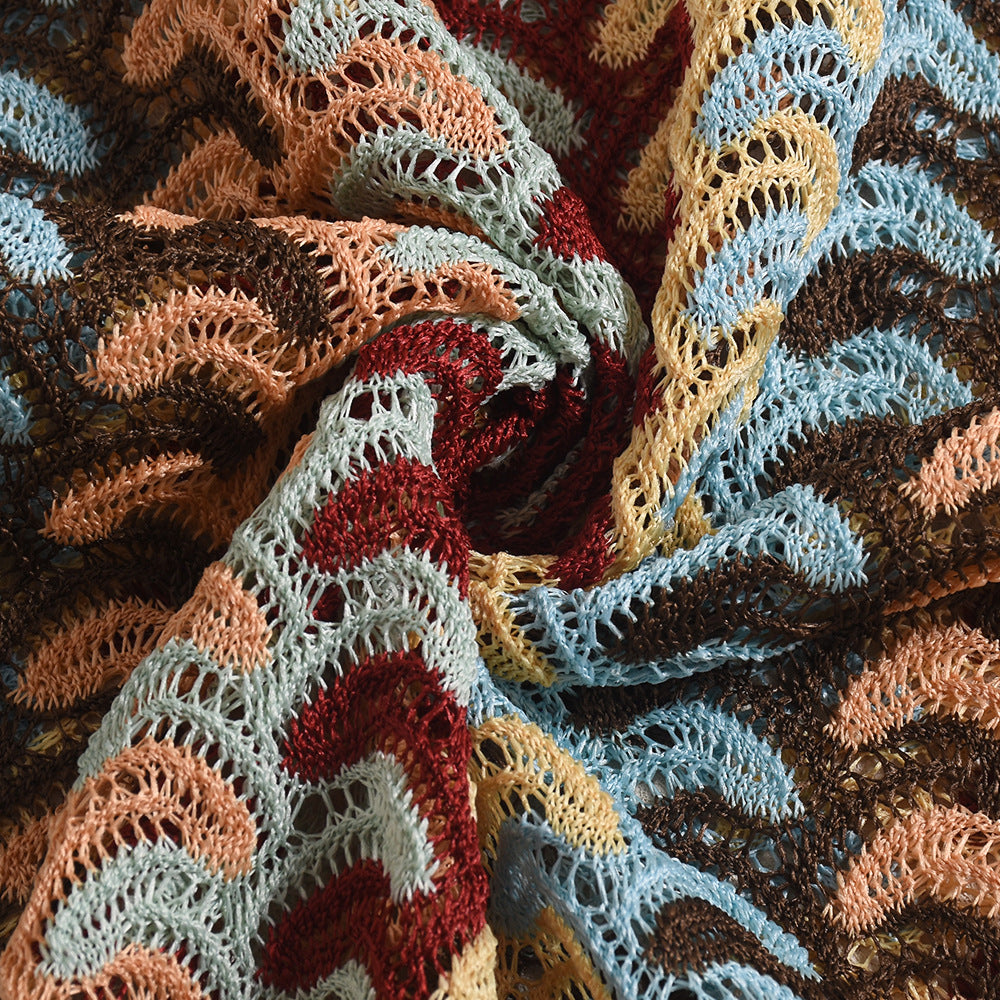 Striped See-Through Summer Trendy Sexy Halter Sleeveless Beach Long Dress 8