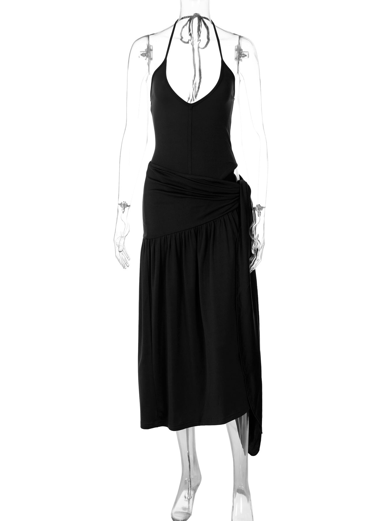 Women's autumn fashion sexy Low Back bodysuit slim lace-up skirt set 25