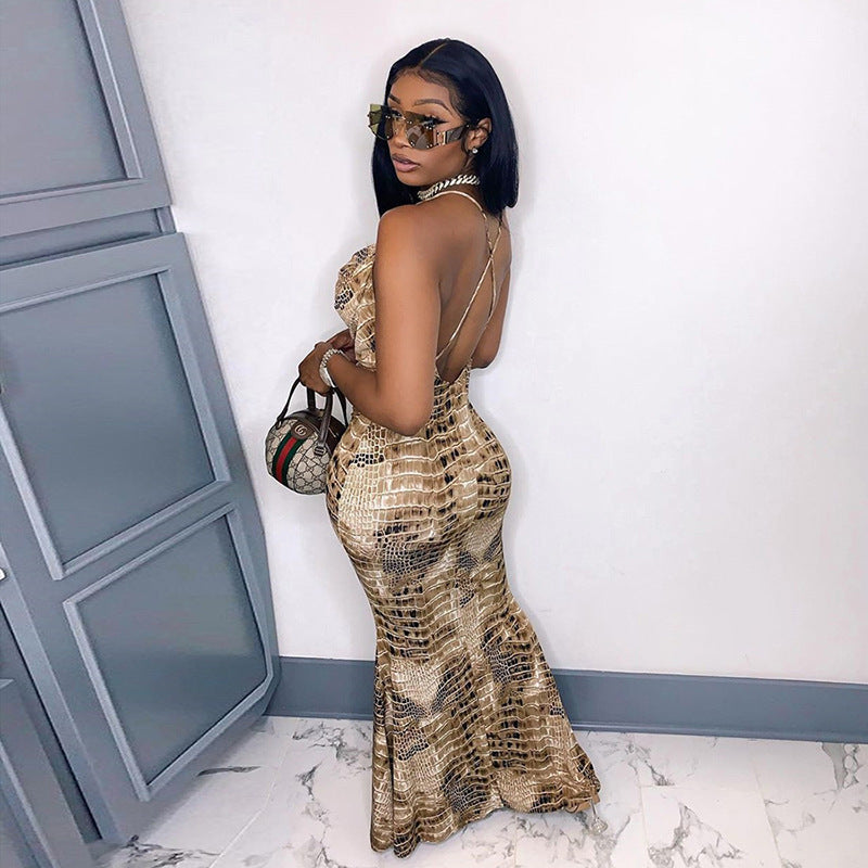 Women Summer Sexy Backless Suspender Sleeveless V-Neck Maxi Dress 5