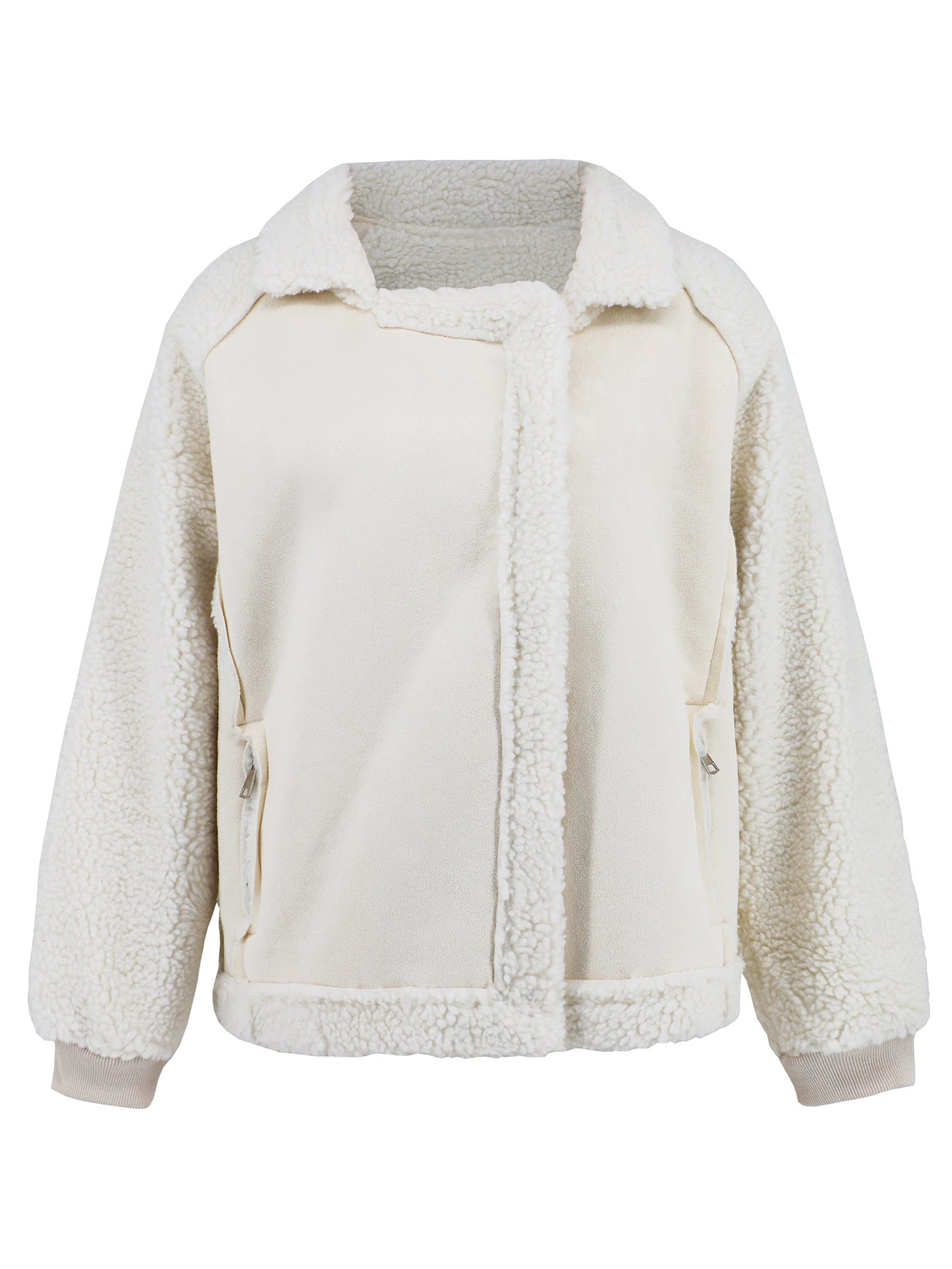 Women's winter Lambswool Jacket Denim Leather Zipper Jacket 14