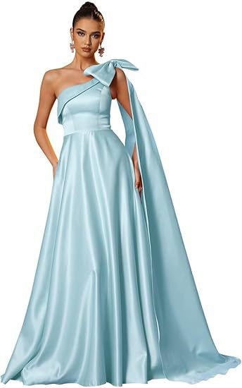 Women One-Shoulder Satin Formal Evening Dress（Processing time need 3-6 days） 3