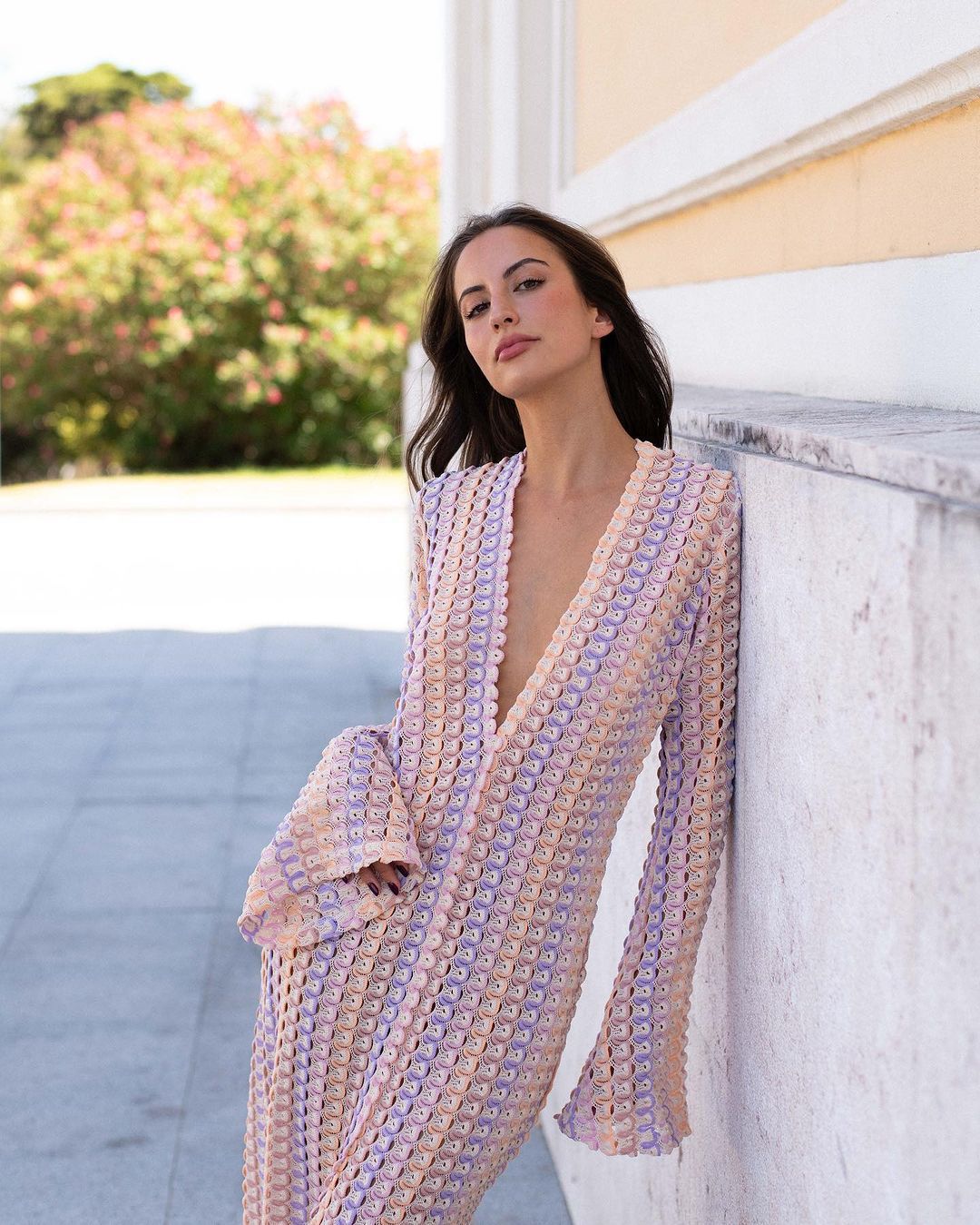 Contrast Lace Hollow Low-Slit Dress 5