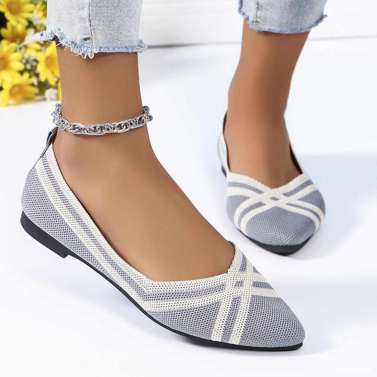 Women Pointed Toe Knitting Autumn Flat Shoes 6