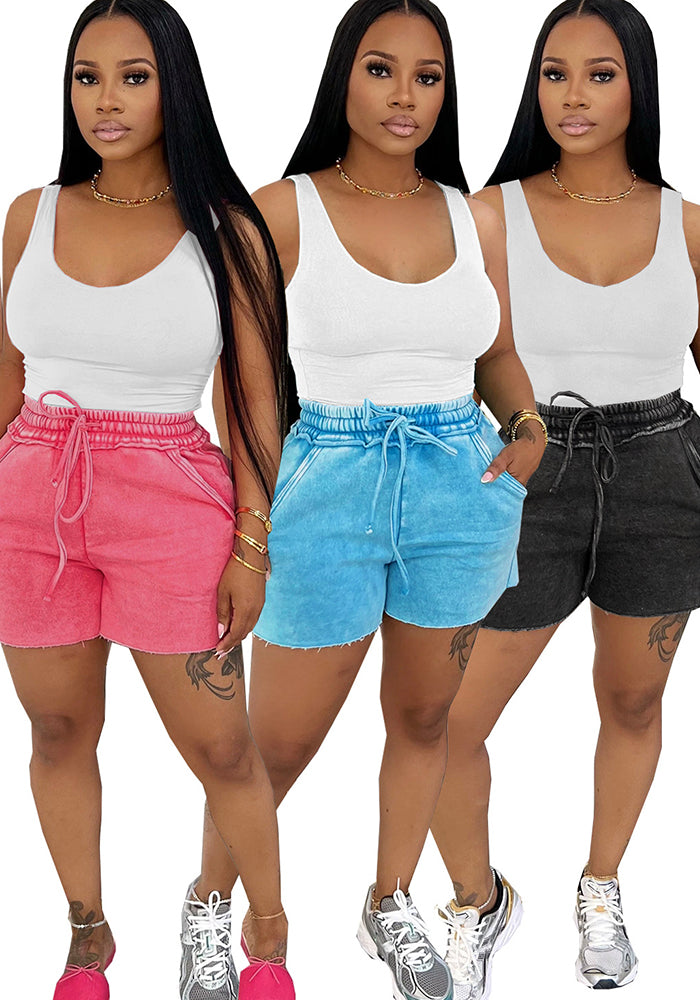 Women summer Casual Multi-Color elastic waist shorts