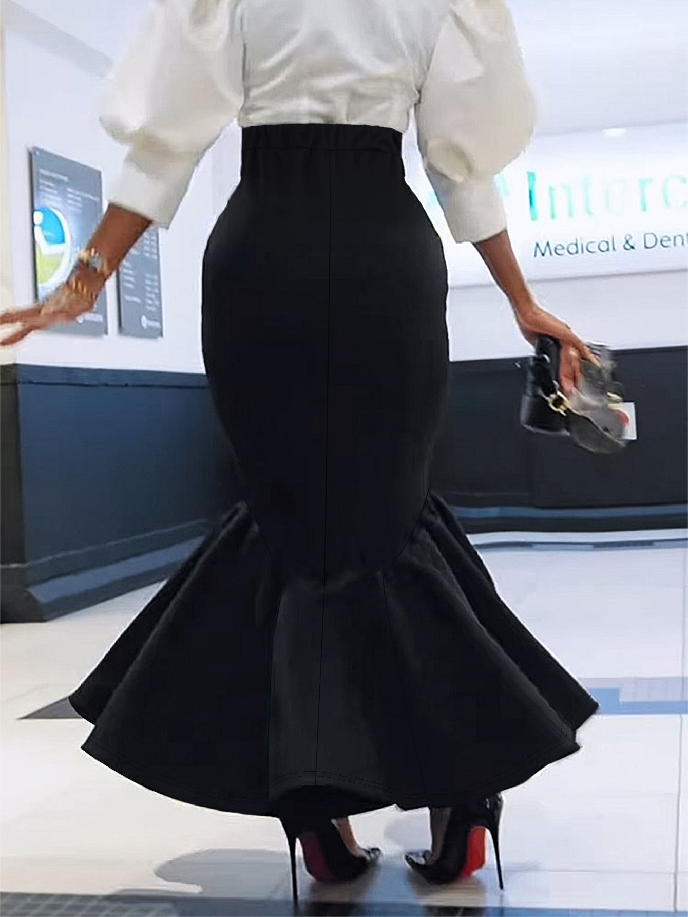 Plus-Size Women Solid Elegant Half-Sleeve Bodycon Maxi Dress 14