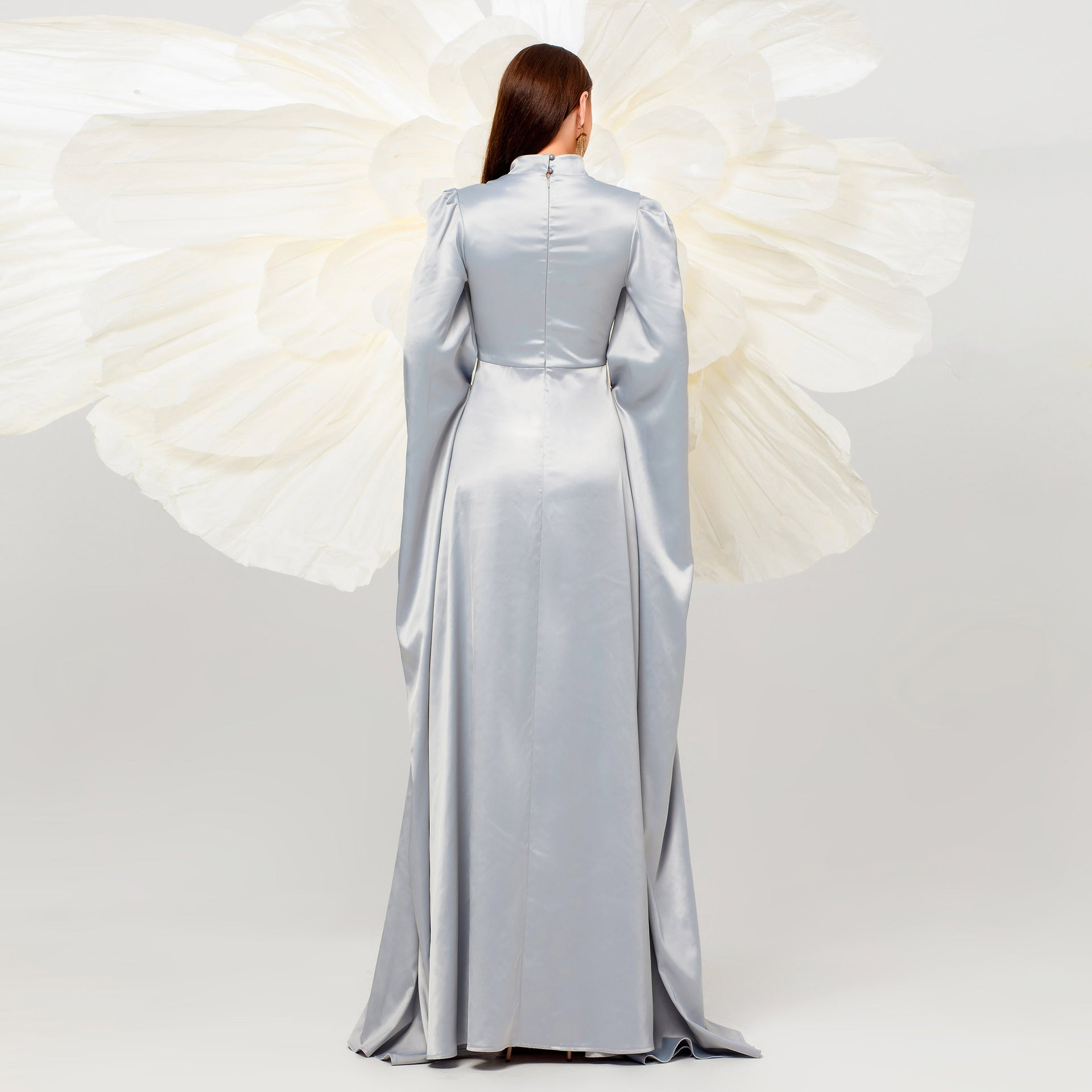 Women Long Sleeve Elegant Round Neck Long Formal Party Evening Dress 4