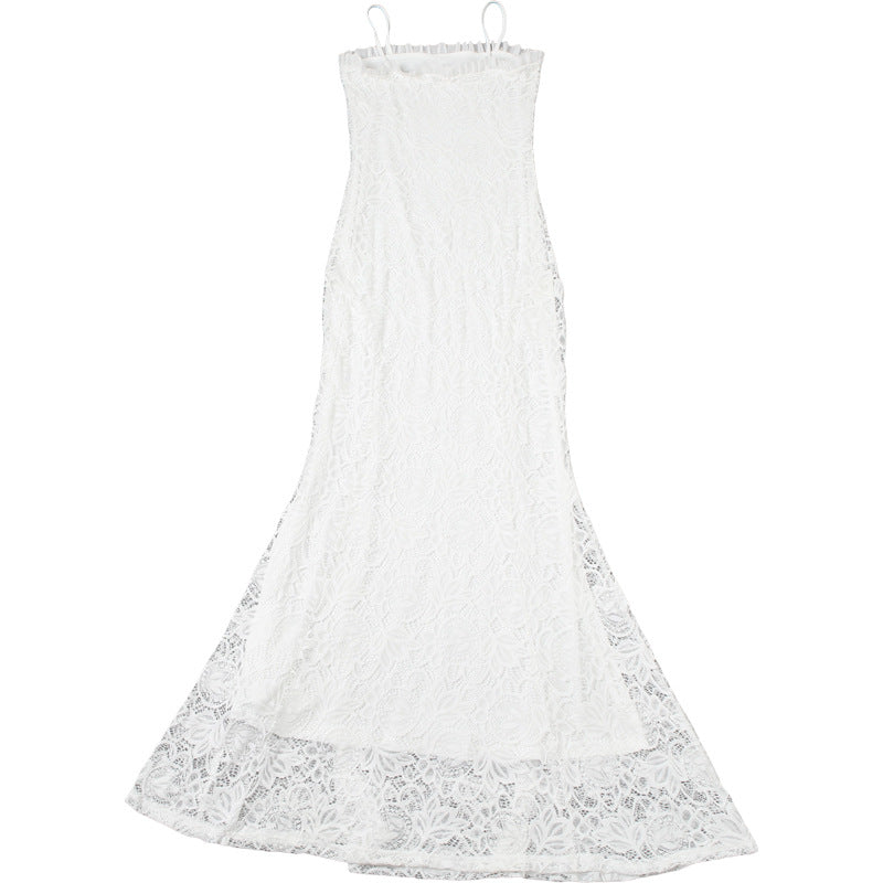 Women Summer Sexy Solid Mesh Patchwork Hollow Strap Dress 10