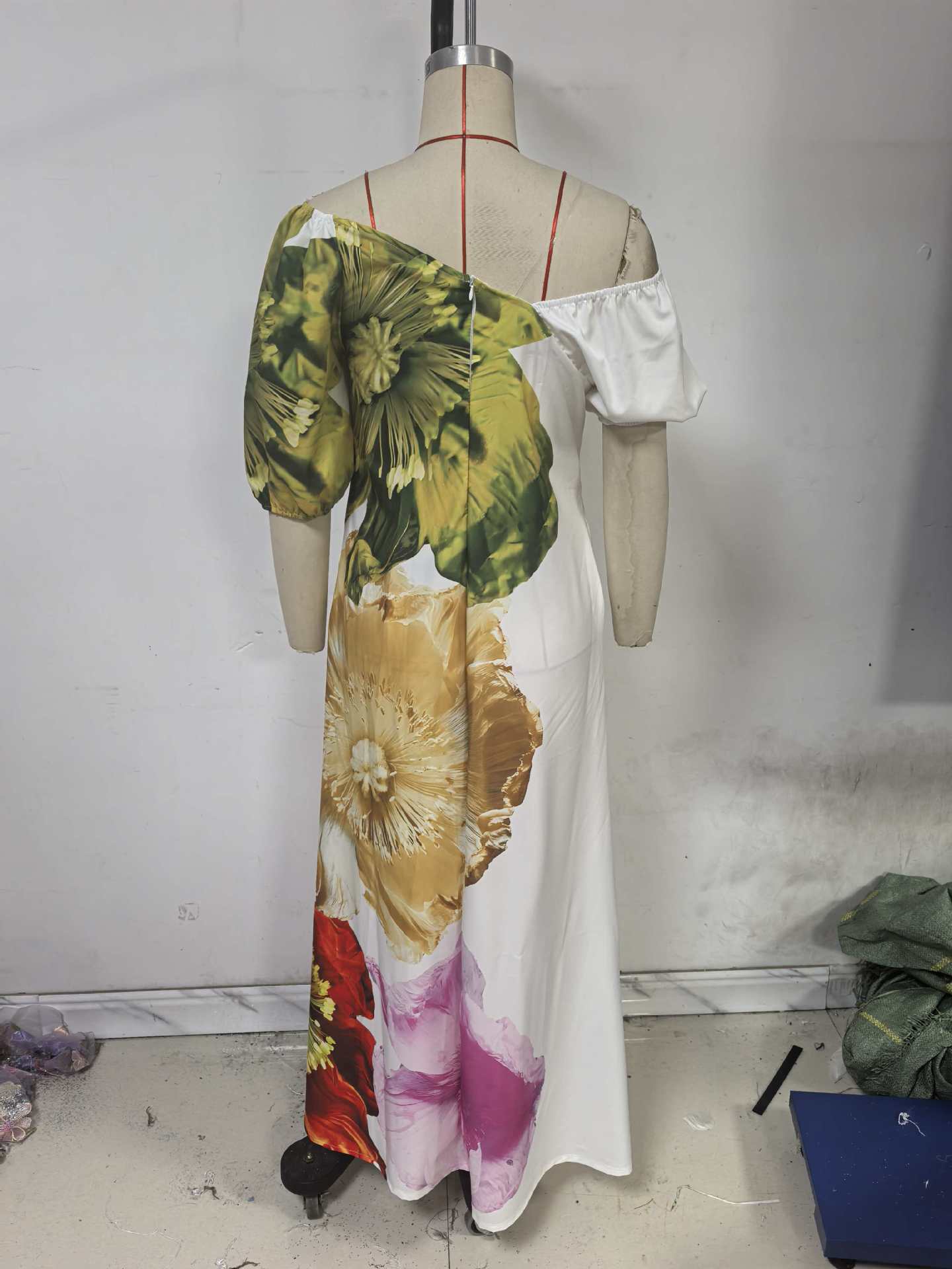 Women Spring/Summer Slash Shoulder Print Casual Holiday Dress 6