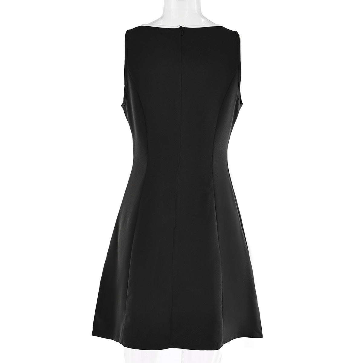 Women summer sleeveless French contrast color dress 8