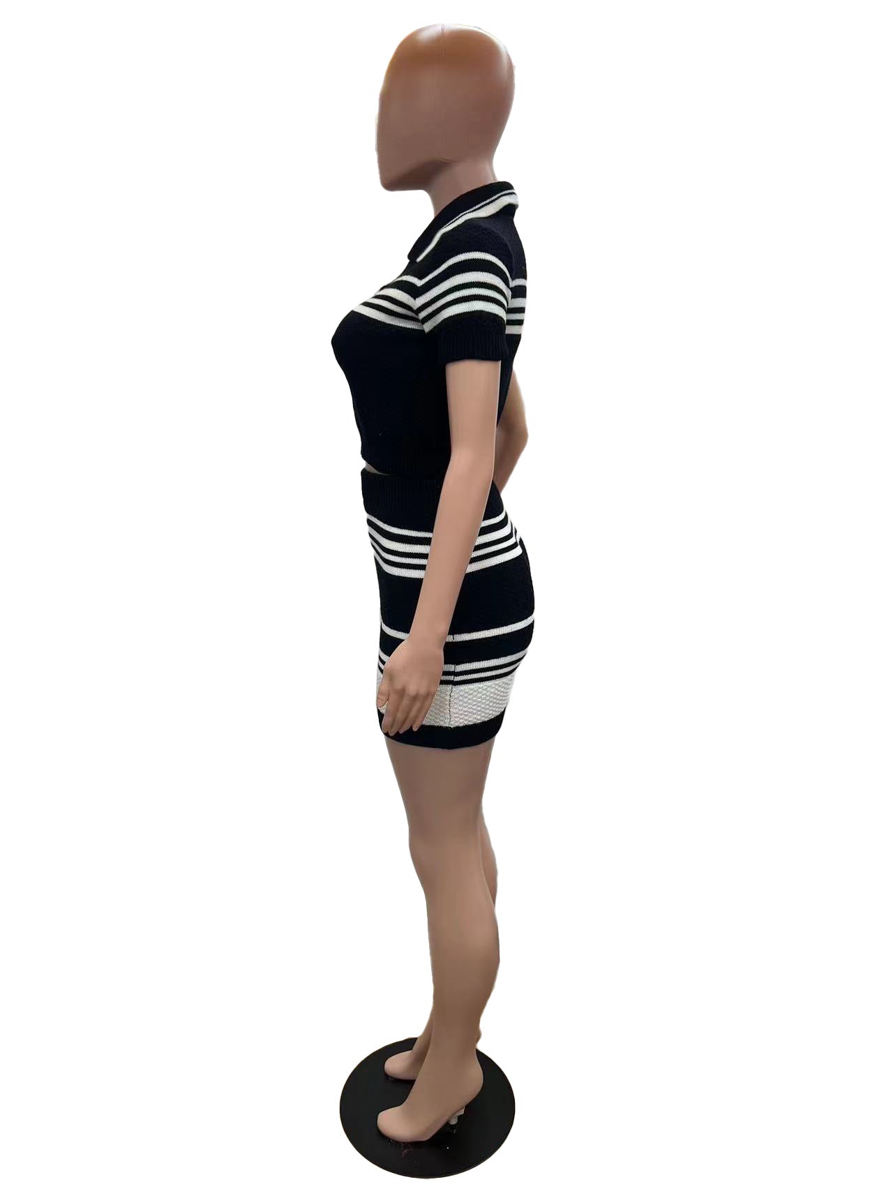 Women Striped Casual Sweater Dress Two-piece set 8