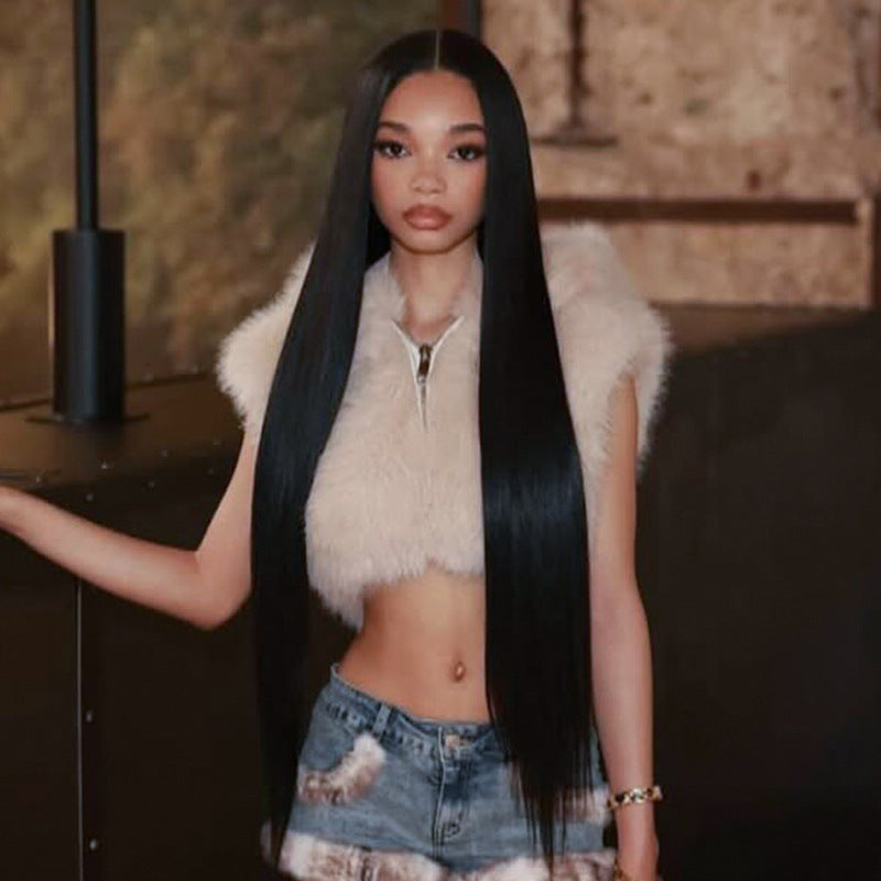 Women Solid Pu-Leather Zippered Hooded Sleeveless Crop Top 7