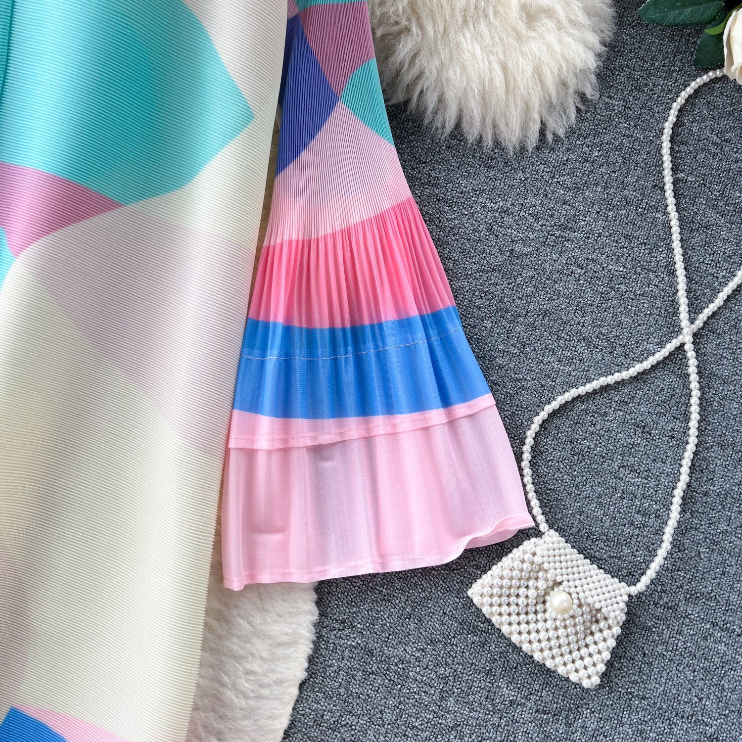 Print Women Summer Loose Slim Fit Casual Pleated Dress 19