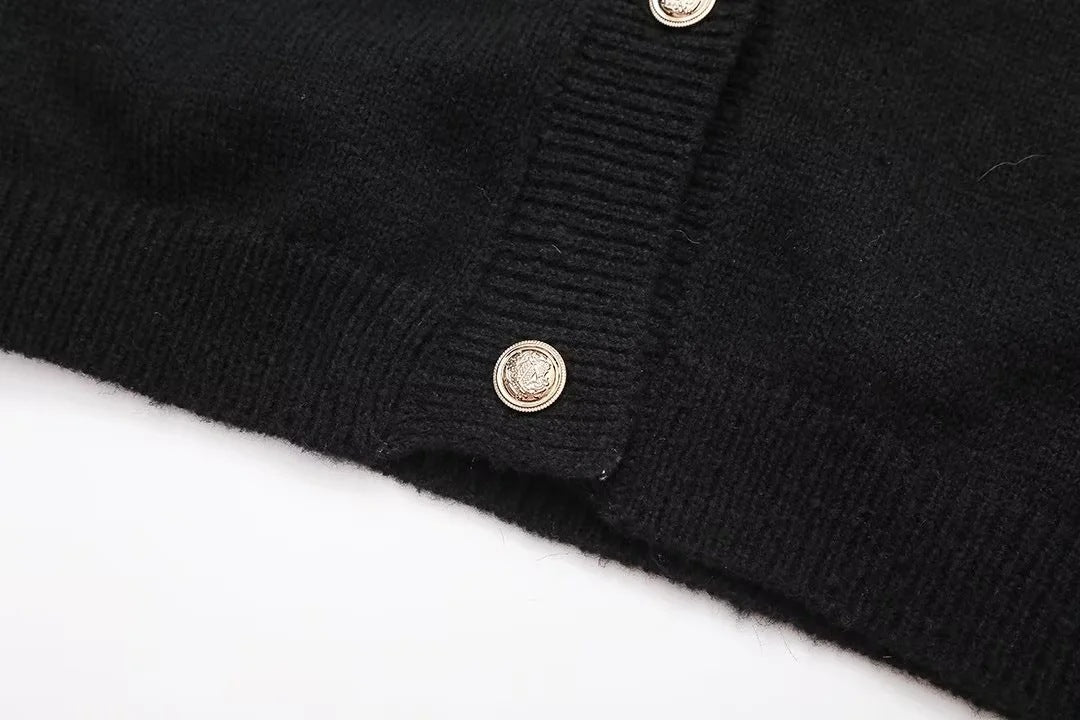 Women's Furry Patchwork Long Sleeve Button Knitting Cardigan 35