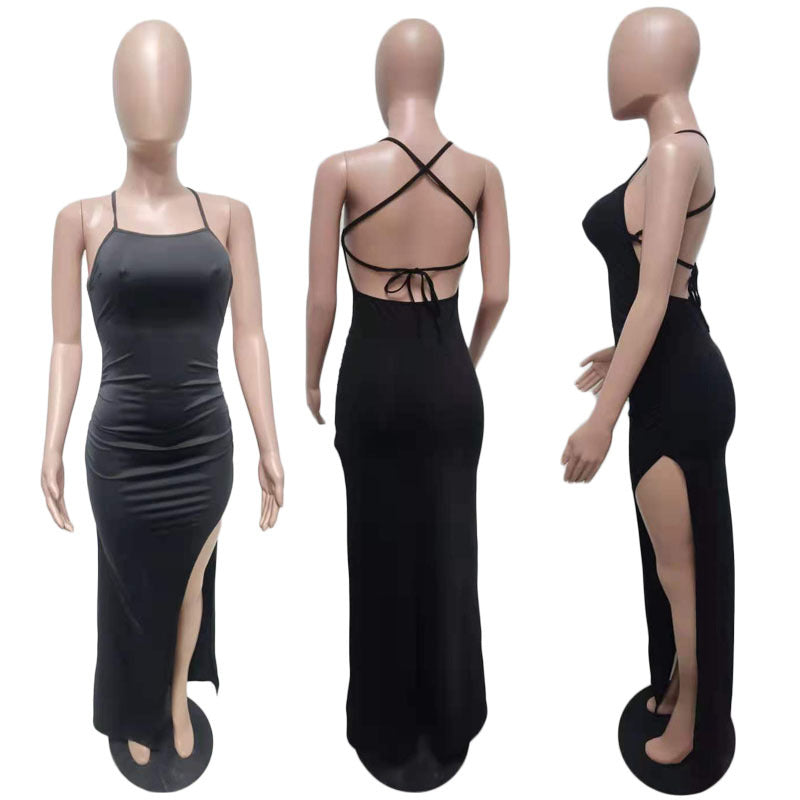 Women's Clothing Spring Summer Fashion Sexy Sling Pure Color Dress 19