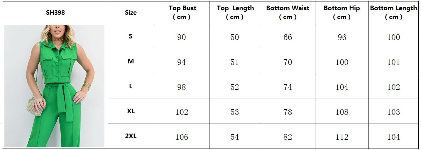 Fashion Casual Suit Women's Sleeveless Summer Shirt Trousers Women's Two-Piece Set 12