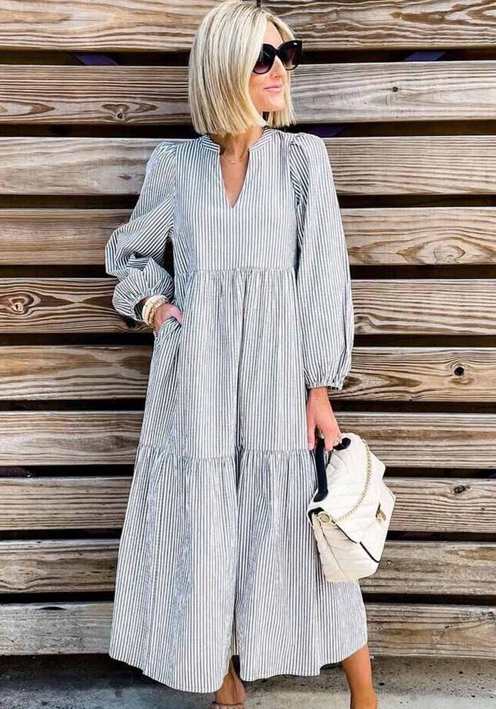 Casual European Style Long Sleeve Dress