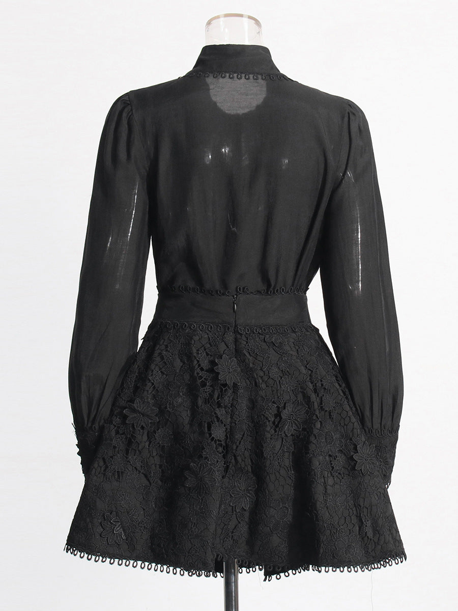 Elegant spring single-breasted shirt ruffled short skirt two-piece suit 6