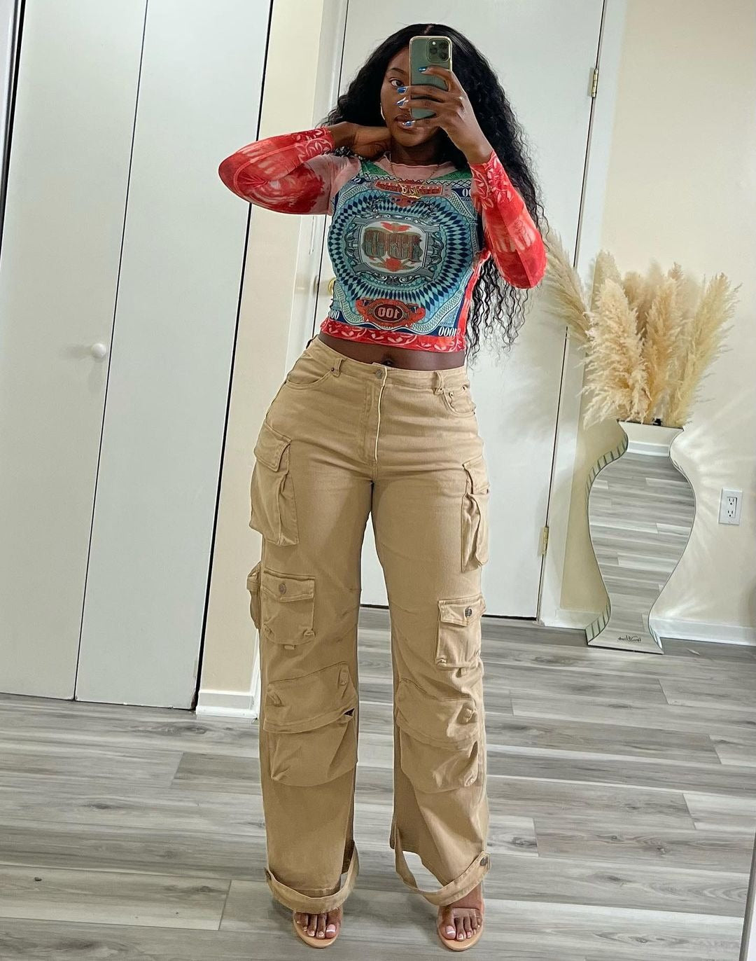 Women Cargo Pocket Denim Pants 7