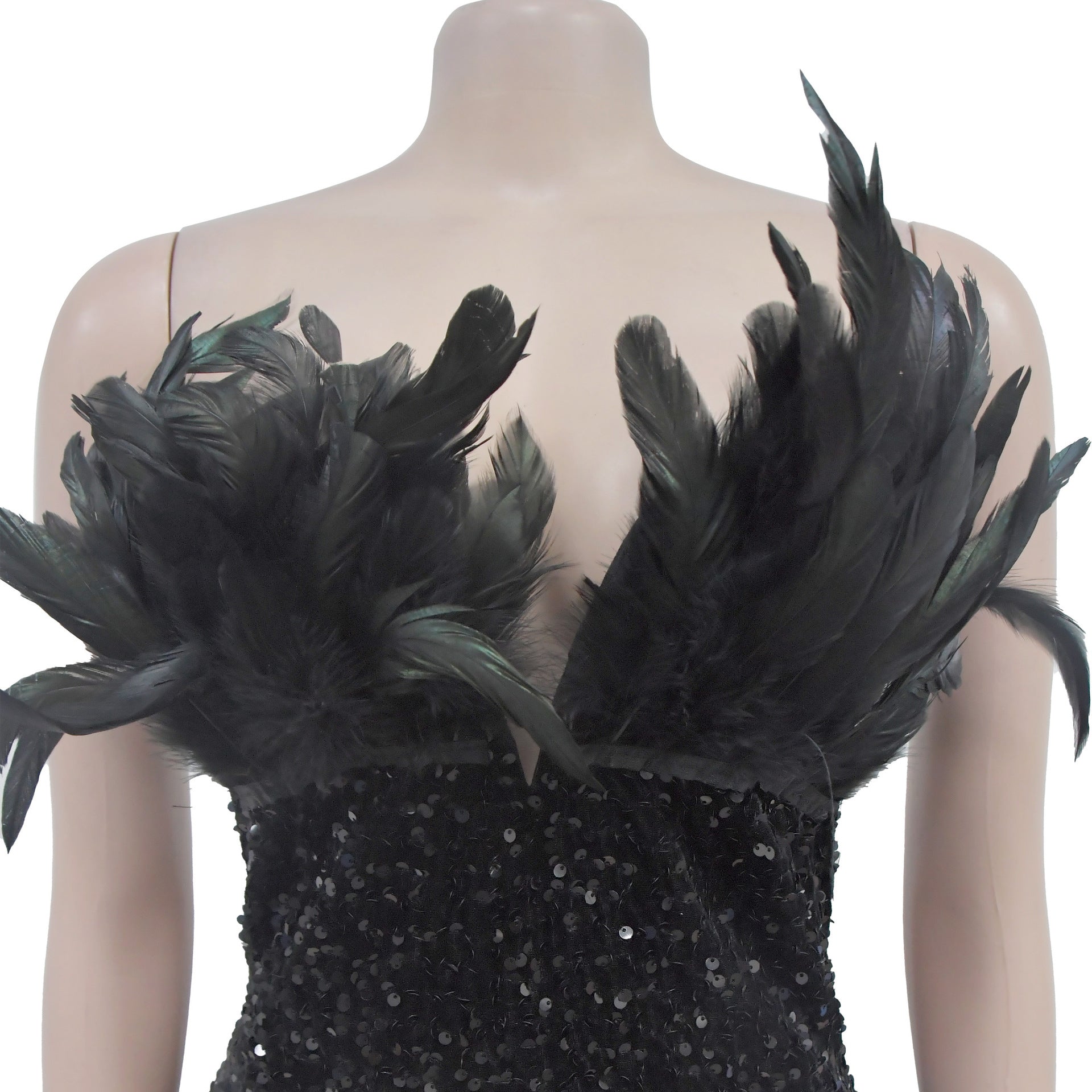 Women Sequin Feather Sleeveless Dress 20