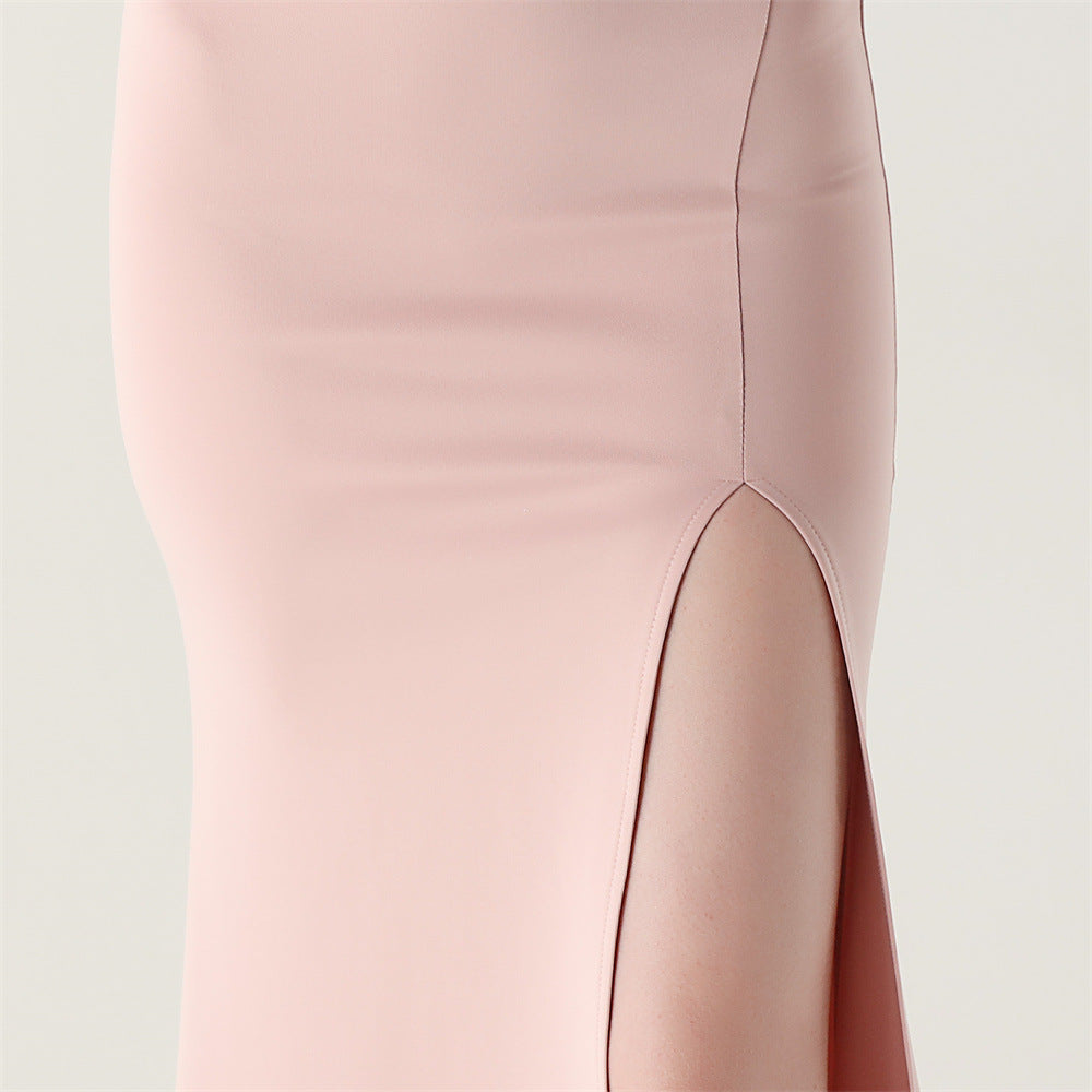 Women Strappy Heart-Shaped Lace Grid Embroidery Beaded Fishbone Formal Party Evening Dress 68