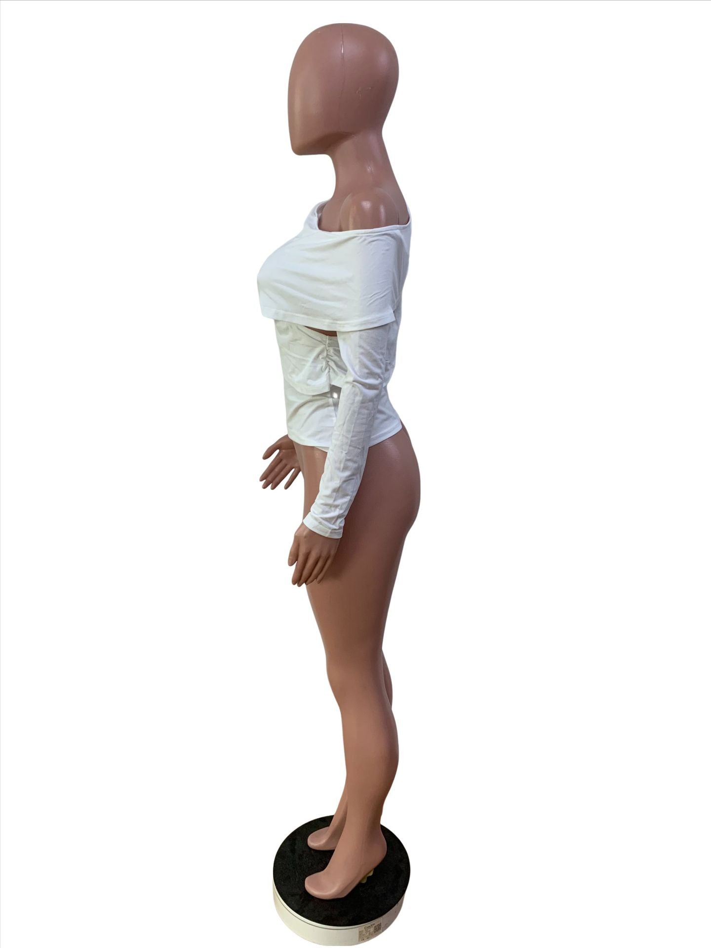 Women's Solid Color Slash Shoulder Hollow Long Sleeve Top 6