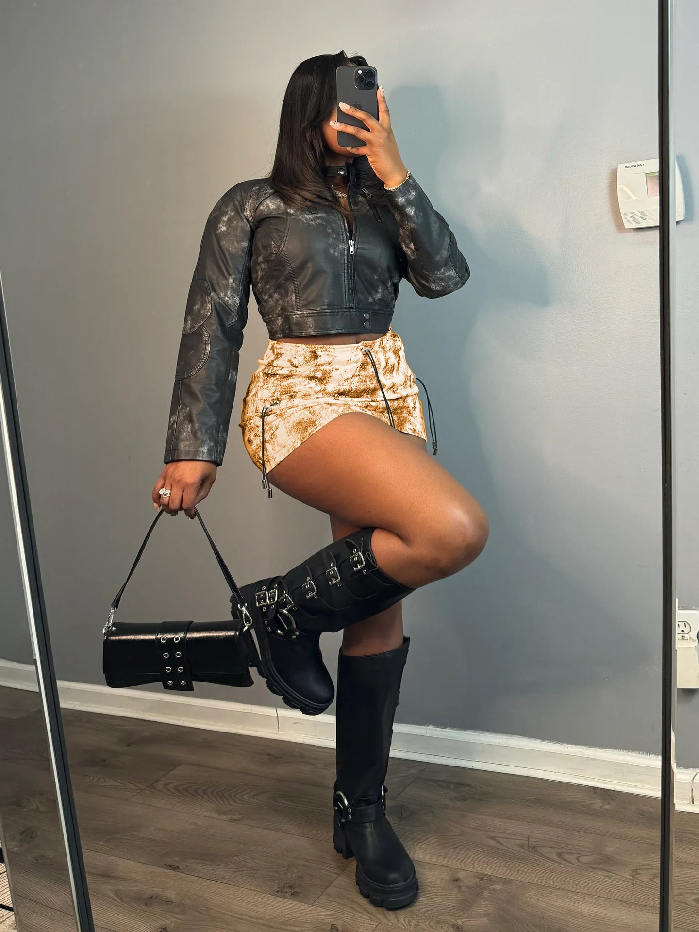 Women Printed Pleated Casual Pocket Skirt 6