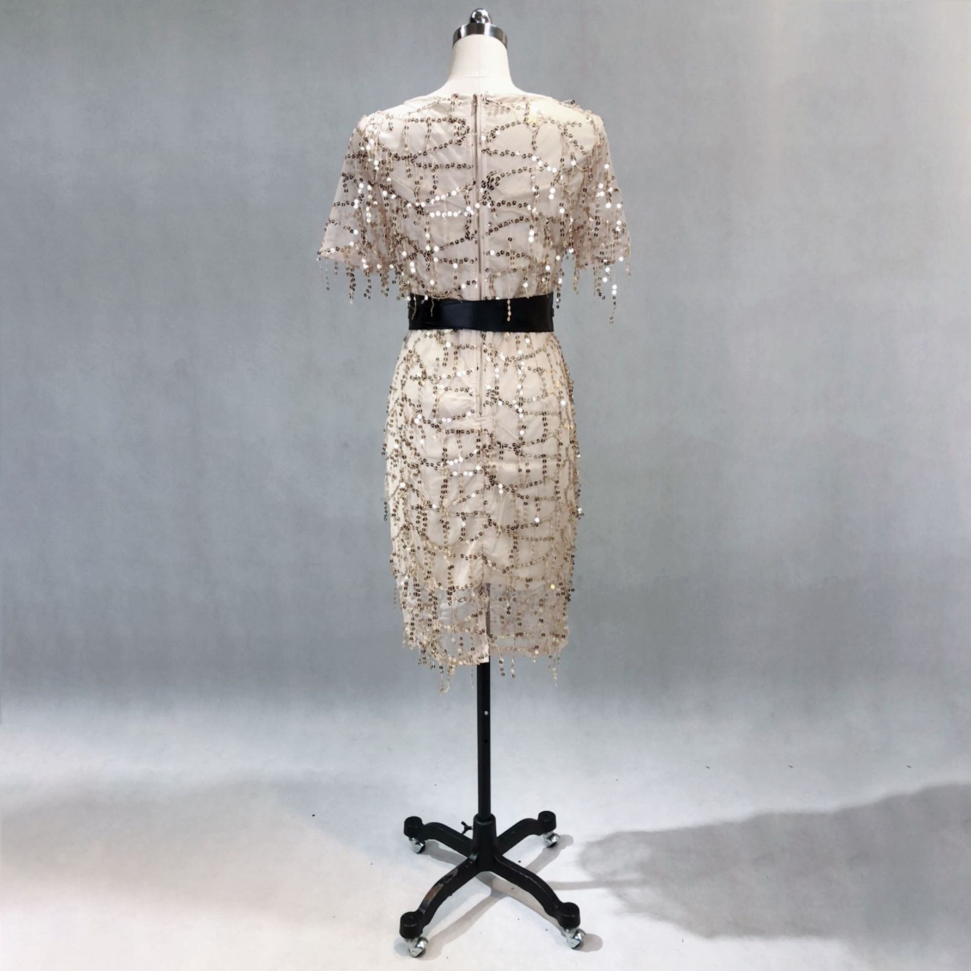 Tassel sequin lining high Elastic Satin with belt Maxi Slim Fit Chic dress party dress 7