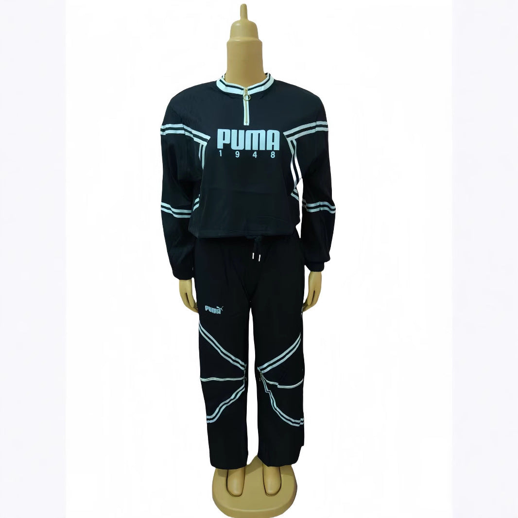 Plus Size Women Round Neck Top and Trousers Casual Two Piece Set 8