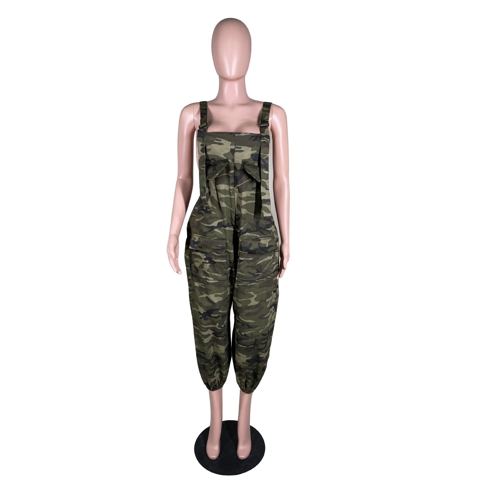 Women'S Camo Casual Cargo Loose Suspender Jumpsuit 6