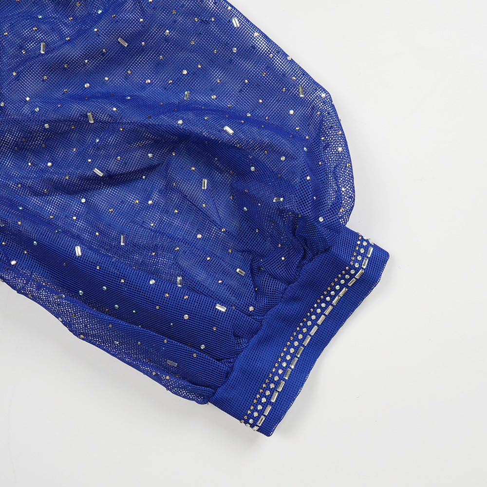 Plus Size African Women Beaded Puff Sleeve Bodycon Dress 20