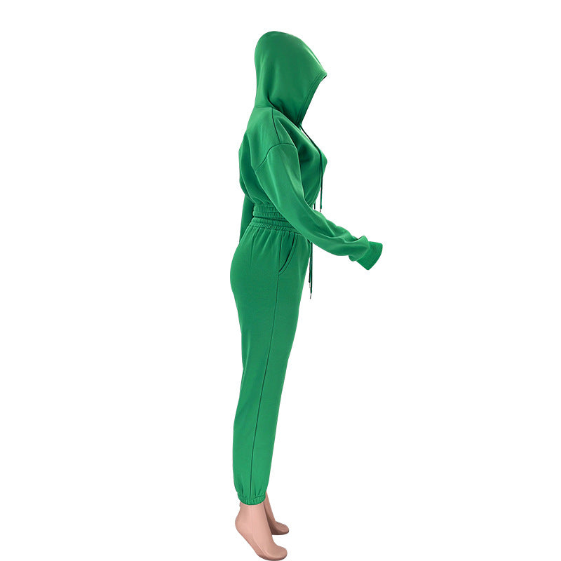 Women Autumn and Winter Zipper Hoodies and Pant Casual Sports Two-piece Set 19